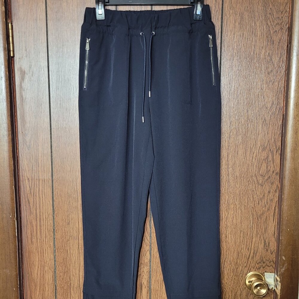 Charlie B Navy Blue Pull-On Pants - Smooth Stretch - Stylish Comfortable Size M
